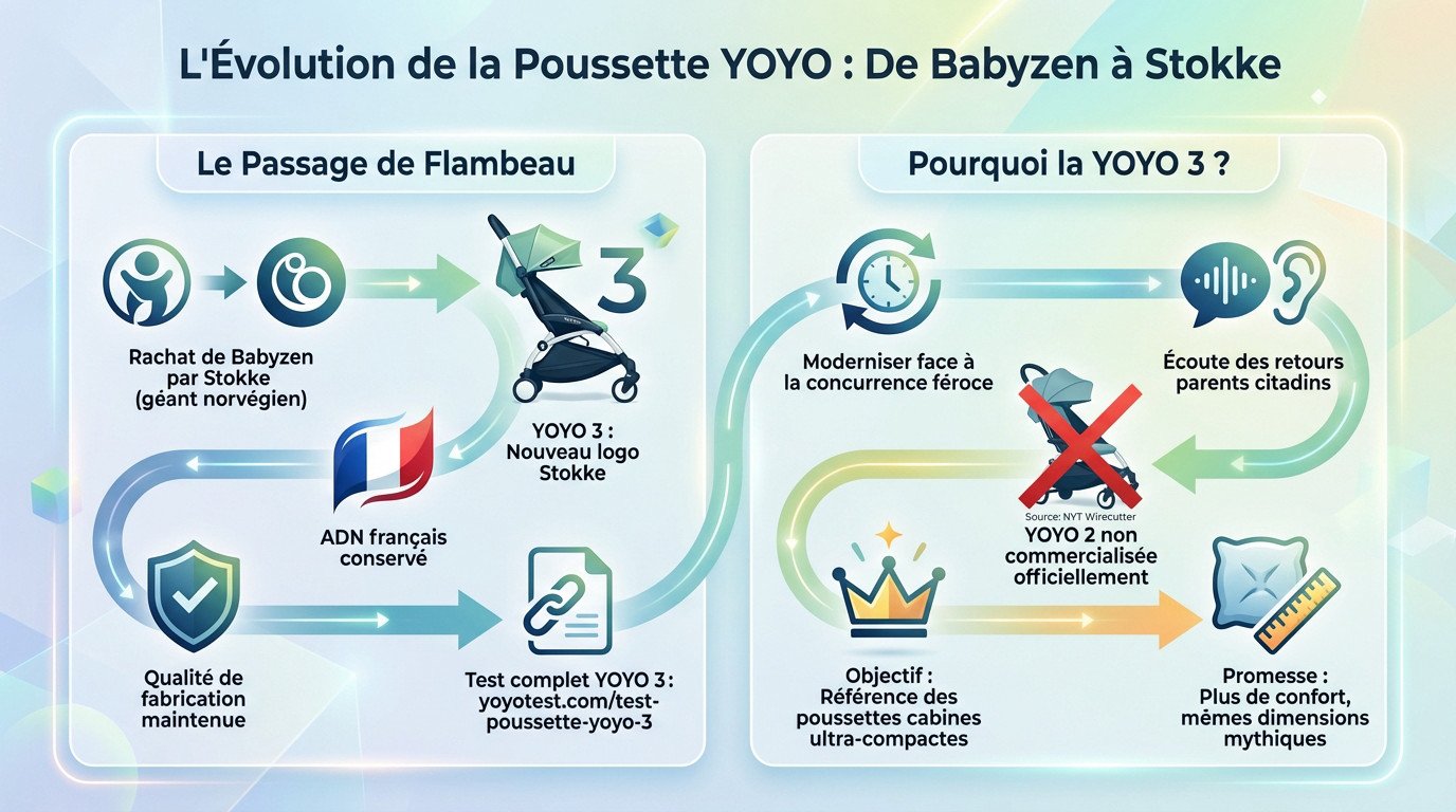 Évolution de la poussette YOYO de Babyzen à Stokke