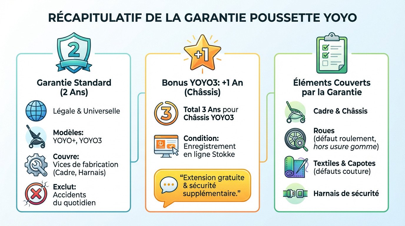 Récapitulatif de la garantie poussette YOYO
